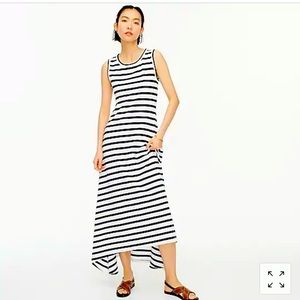 J Crew High Low Maxi Dress Tall Small Navy Stripe